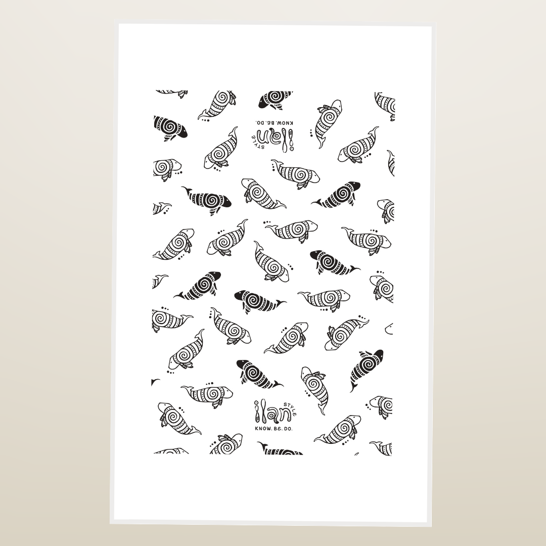Ilan Style Dugong Dance Tea Towel - White